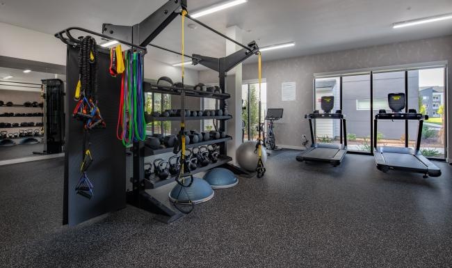 a gym with exercise equipment